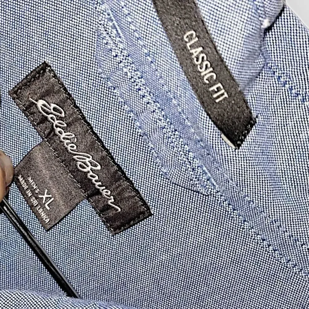 Eddie Bauer Mens Blue Oxford Long‎ Sleeves Sz XL Classicore Preppy Long Sleeves